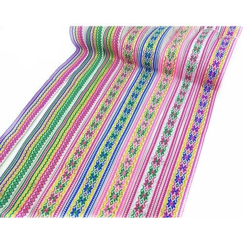 33MMx8YD High Quality 8 Designs Gold Thread Embroidery National wind embroidery Woven Jacquard Ribbon DIY Accessories lace trim