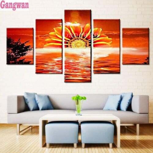 5 pcs Diamond Painting big sunflower landscape Full square round Rhinestone of Picture Diamond mosaic Valentines Day gift