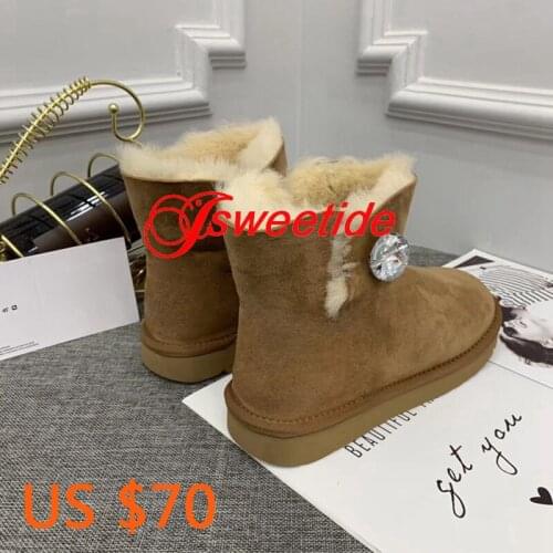 Australian Brand Natural Wool Snow Boots Real Sheepskin The Most Fashionable And Warm Waterproof Womens Round Toe Snow Boots