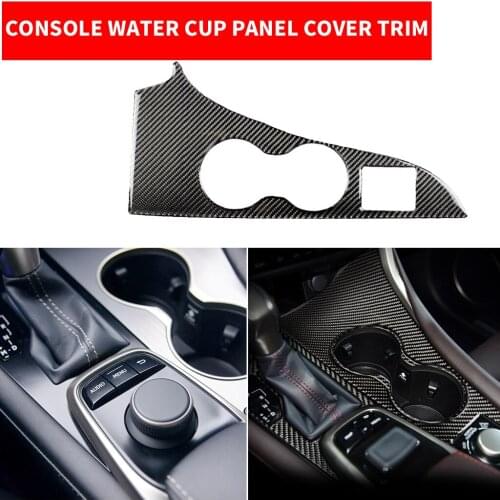 Car Real Carbon Fiber Gear shift Water Cup Holder Panel Cover Decoration Center Console For Lexus RX300 270 200T 450H 2016-2019