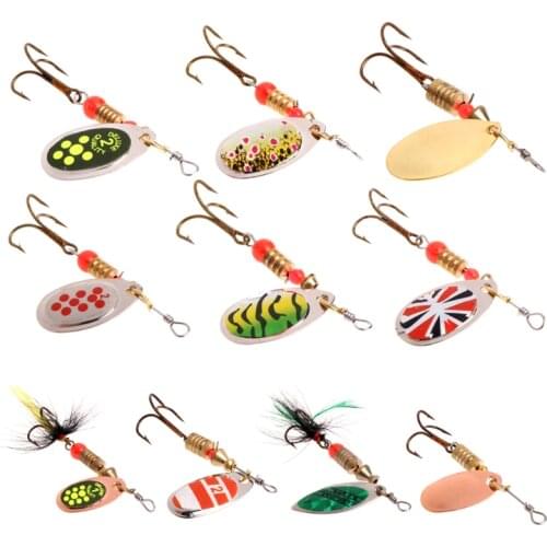 Fishing Spoon Lure Sequins Paillette Metal Hard Bait Double Treble Hook Tackle