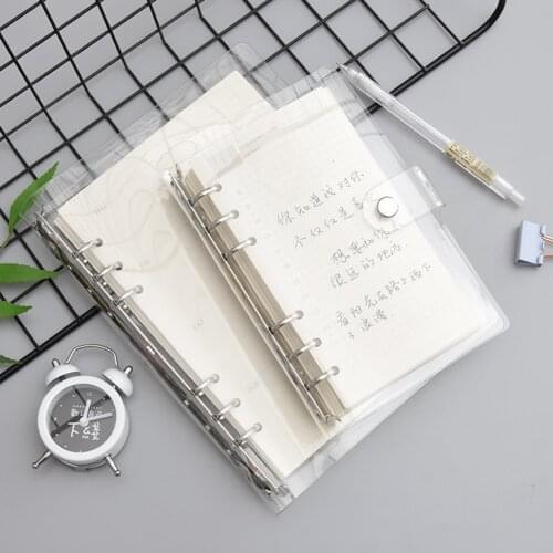 A5/A6 Notebook Transparent Color PVC Clip File Folder Loose Leaf Ring Binder Planner Agenda School Office Supplies Stationery
