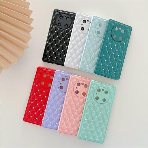 P40 3D Diamond Rhombus Phone Case For Huawei P40 Mate 30 Mate 40 Pro Case Glitter Camera Protection Soft TPU Silicone Shockproof