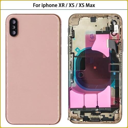 New For iPhone XR Full Housing Case For iPhone XS XS Max Battery Back Cover Door Rear Cover Chassis Middle Frame Flex Cable Part