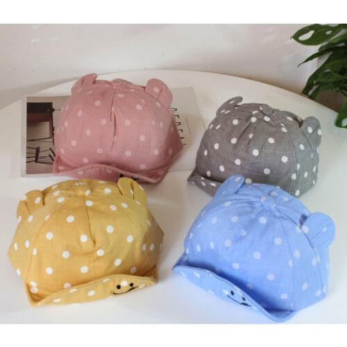 Children Sun Hats Toddler Cap Cute Dot Baby Cap Girl Boys Sun Hat With Ear For Spring Newborn Photography Props Baseball Cap