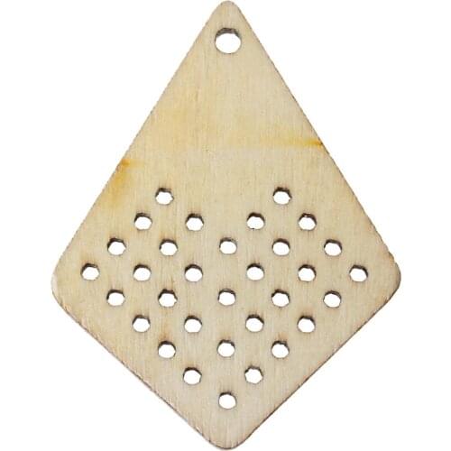 DoreenBeads Wood Charm Pendants Rhombus Natural DIY Cross Stitch 53mm(2 1/8") x 41mm(1 5/8"), 20 PCs
