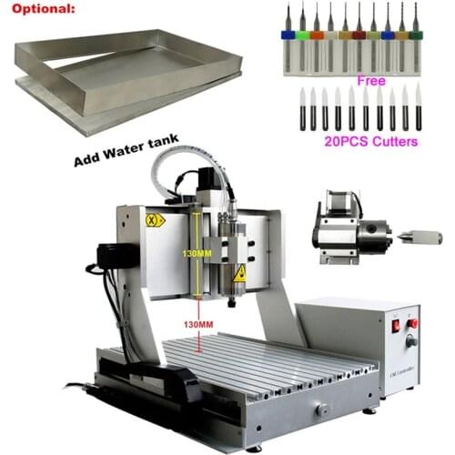 2.2KW 4 Axis CNC Router Engraver USB 3040 Metal Milling Cutting Machine 2200W Rotary Axis 130mm Z Axis Stroke Water Tank