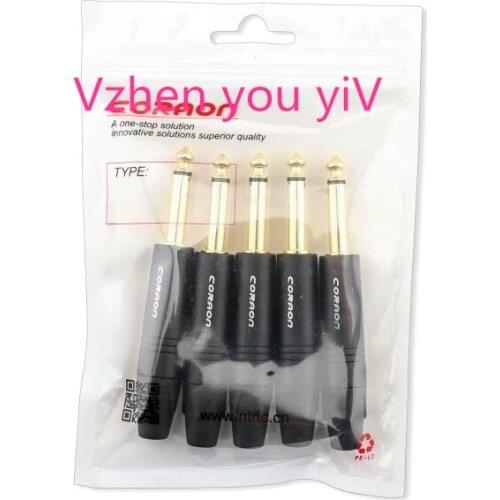 5PCS/Gold-plated NP2X - B mono audio microphone head 6.35 6.5 mm sophomore core plug