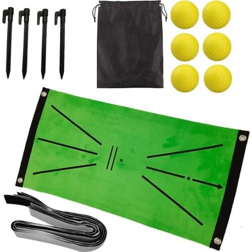 Hot!Golf Hitting Training Mat Swing Detection Batting In Door Golf Game Golf Practice Training Aid Cushion with 6 Golf Ballsfor