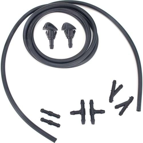 Adjustable DUAL HoleWindshield Washer Nozzle Set 2 Meters Fluid Hose with 6 Pcs Connector for HONDA 76810-S10-A02