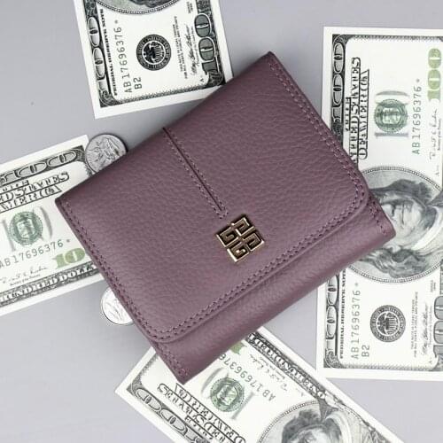 Fashion Women Short Wallet 3 Fold Genuine Leather Female Coin Purse Card Holder Cowhide Wallet Women Luxury Small Mini Wallet