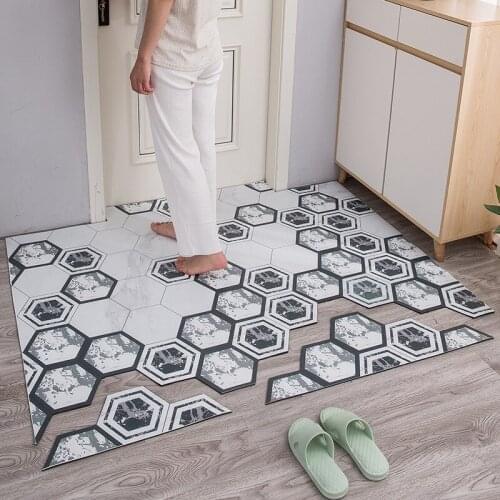 Home Entrance Door Mat Carpet PU Leather Anti-slip Dust-proof Floor Mats Carpet Hallway Bathroom Outdoor Indoor Modern Door Mats
