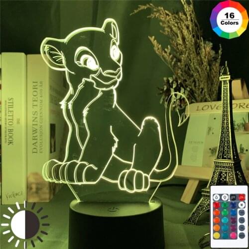 Disney Cartoon Night Light The Lion King Nala USB 3D LED Light Children Kids LED Night Light for Bedroom Decoration Xmas Gifts