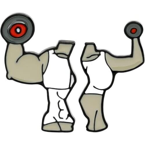 Cartoon fitness couple dumbbell brooch chocolate cola popcorn pin backpack collar badge wholesale