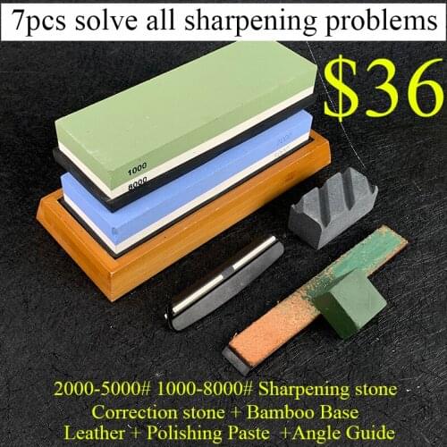 2000/5000 Grit Double-sided Sharpening Stone Set WhiteCorundum Professional Whetstone RepairTools With Base Polishing Leather