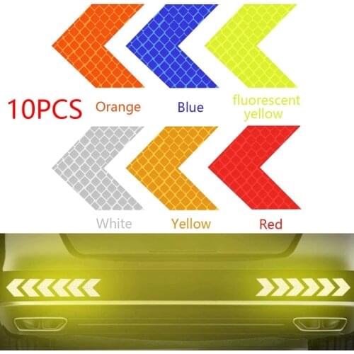 10 Pcs Car Reflective Sticker Warning Arrows Decoration Decals Car Motorcycle Tail Bar Bumper Sticker for Traffic Safety Mark