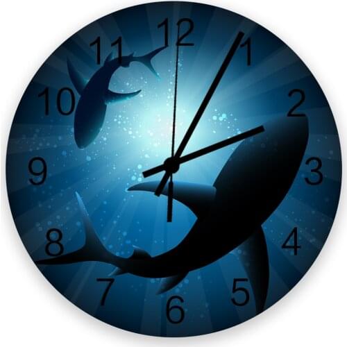 Shark Silhouette Wall Clock Modern Design Living Room Silent Home Clock Children Room Decoration Wall Watch Mechanism