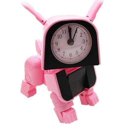 Robot Dog Desk Clock Alarm Clock Table Clock Funny Reversible ABS Cartoon Table clocks for Home Table Decoration