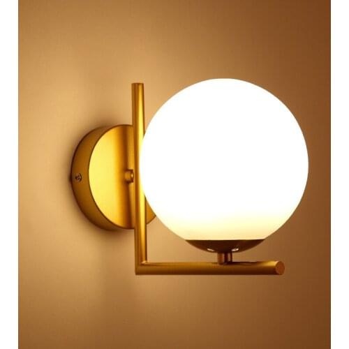 Nordic E27 LED spherical Wall Lamp Aisle Bedside Hanging Nightlight Living Room Light Fixture (without Bulb)