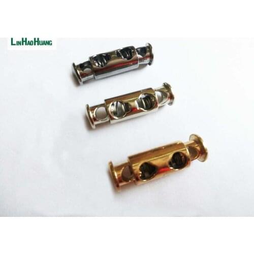 Wholesale 40pcs/lot 4 colors metal alloy stoppers toggle cord locks Drawstring lock with two holes for 4mm cord 2016030703