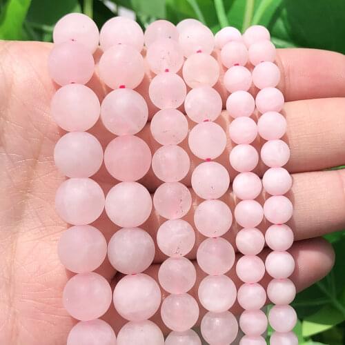 Wholesale 4-10mm Dull Polishe Matte Rose Pink Quartz Beads Natural Stone Loose Spacer Beads For Jewelry Making Diy 15"Perles