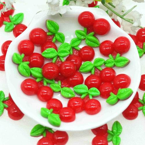 17mm Resin Flat Back Cherry Fruit Cabochons-Dollhouse Cherry Miniatures-Resin Micro Landscape Decoration Miniatures-20PCS