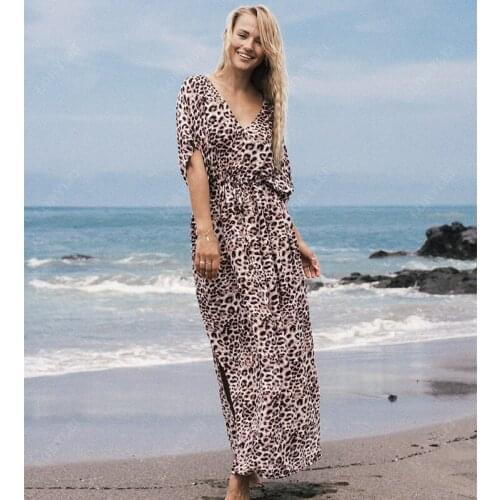 Beach Cover up Tunics for Beach Print Chiffon Long Kaftan Bikini Cover up Robe de Plage Sarong Beach Wrap Swimsuit coverup Q1128