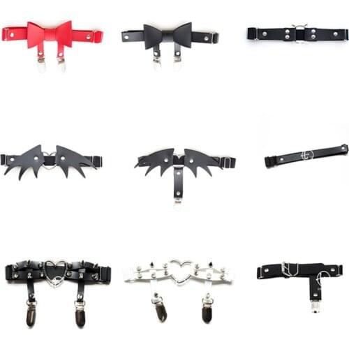 Sexy Women Elastic Leather Leg Ring Garter Belt Punk Heart Rivet Thigh Ring Punk Goth Harajuku Leather Harness