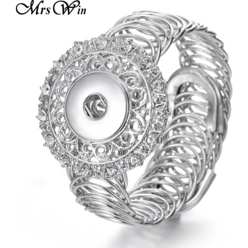 Silver color Snap Button Bracelets Bangle 18mm Snap Buttons Jewelry Crystal Adjustable Silver color Bangle Watches One Direction