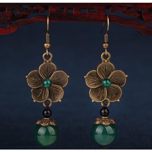NEW MYWINY OWN DESIGN metal flowers vintage ethnic green earrings for women 18 design