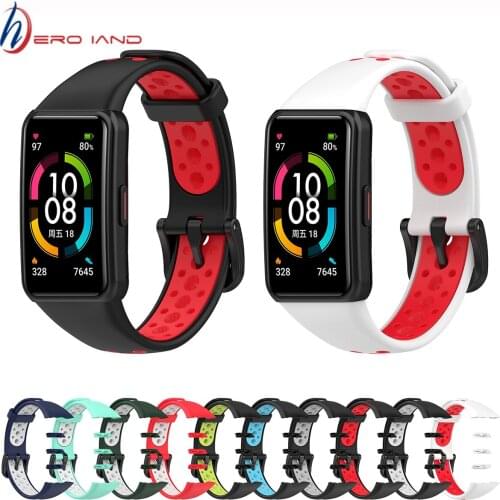 Replacement Sport Silicone Watch Band Wrist Strap Adjustable Watchbands for Huawei band 6 honor band 6 Watch Correa Accessories