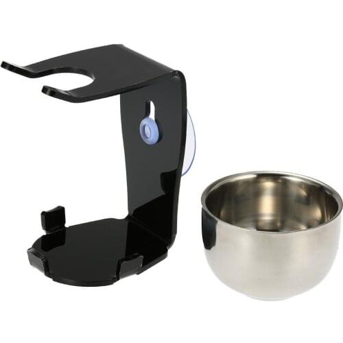 High quality black Acrylic mans shaving brush Z stand with matel shaving bowl