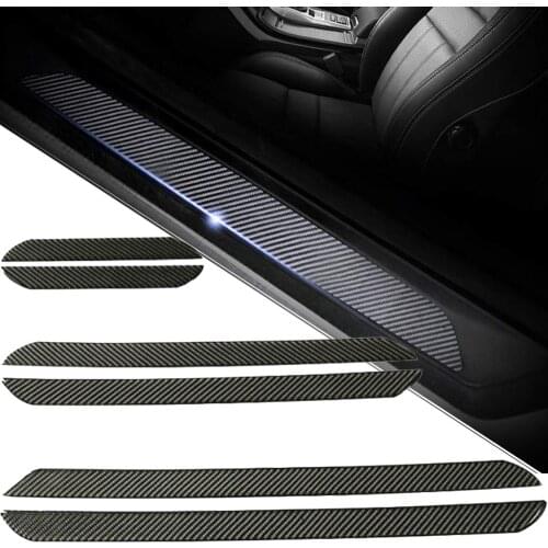 2pcs Car Door Sill Guard Entry Protective Cover Carbon Fiber Auto Sill Scuff Plate Pedal Sticker Styling Accessories