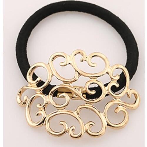 Women Elastic Hair Rope Hair Band Girls Headwear Headbands Vintage Trendy Metal Pattern Hair Accessories Wholesale