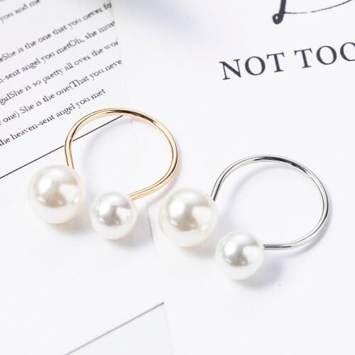 New Fashion Korean U-shaped Opening Ring Adjustable Imitation Pearls Elegant Rings for Women Valentines Day Gift Jewerly Gift
