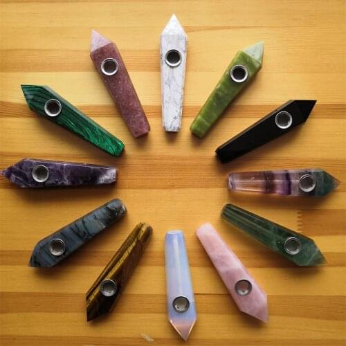 1pc Crystal Smoking Pipe Natural And Mineral Stones Witchcraft Supplies Amulets And Mascot Quartz Souvenirs Home Decor Gift