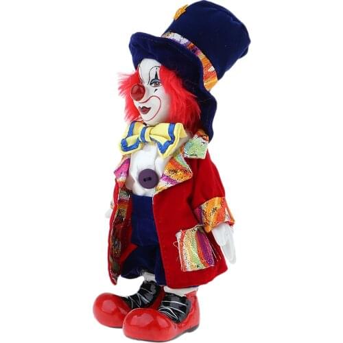 18cm Clown Collection Red Haired Clown Doll Figure Porcelain Dolls Model Toy