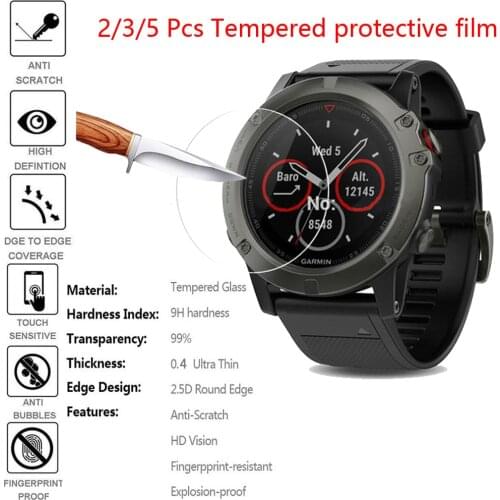 2/3/5Pcs Protective For Garmin Fenix 5 5s Plus 6S 6X 6 Pro Tempered Glass film Premium Screen Protector Watch Film scratch proof