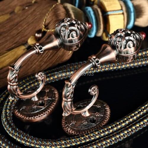 2pcs High Quality Zinc Alloy Luxury European curtain hooks curtain hanger Bronze holders for curtains decorative hook