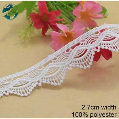 5yards 2.7cm white polyester embroidery lace french lace ribbon fabric guipure diy trims warp knitting sewing Accessories#3805
