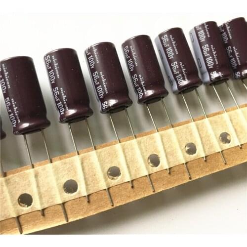 50pcs 56uF 100V NICHICON PM Series 10x20mm Super Low Impedance Long Life 100V56uF Aluminum Electrolytic capacitor