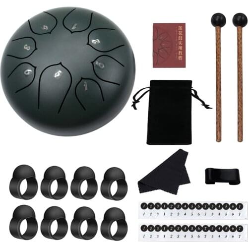 6 inch 8-Tone Steel Tongue Drum Hand Pan Drums with Drumsticks Percussion Musical Instruments