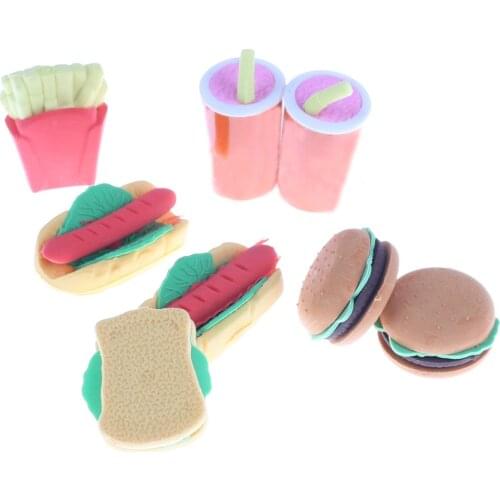 8pcs/set Kawabata Cake Burger Food Drink Coke Eraser Stationery Set Toy Cute Fruit Kid Child Gift School Drawing Supplies