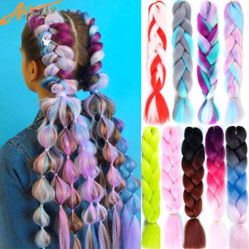 ALLOSIFY 24 Inch 100g Ombre Jumbo Synthetic Braiding Hair Extensions Crochet Jumbo Braid Hair More Than 100 Colors