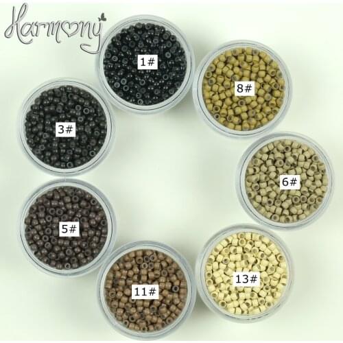 Free shipping!! (6000pcs 2.9*1.6*2.0) 6 colors 1000pcs each color silicone nano beads Copper Nano Rings with Silicone lined