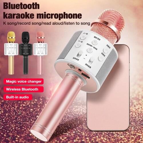 Rondaful WS-858 Wireless Karaoke Microphone Portable Handheld USB Microphone Professional Karaoke Mic Bluetooth Stand Mic Studio