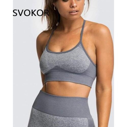 SVOKOR Seamless Spot Bra Printed Top Sexy Backless Crop Top Workout Fitness Bra Push Up Underwear Breathable Lingerie
