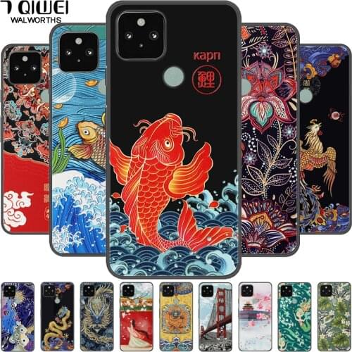 For Google Pixel 5 Case 3D Retro Emboss Silicone Phone Cover For Google Pixel 4A / 5 XL / Pixel4A 5G Cover Soft Relief Pixel5