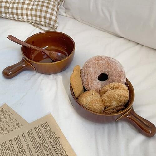 Cutelife Nordic Ins Brown Ceramic Fruit Plate Kitchen Sushi Cake Snack Small Plate Storage Serving Dishes Bowls Decorative Plate