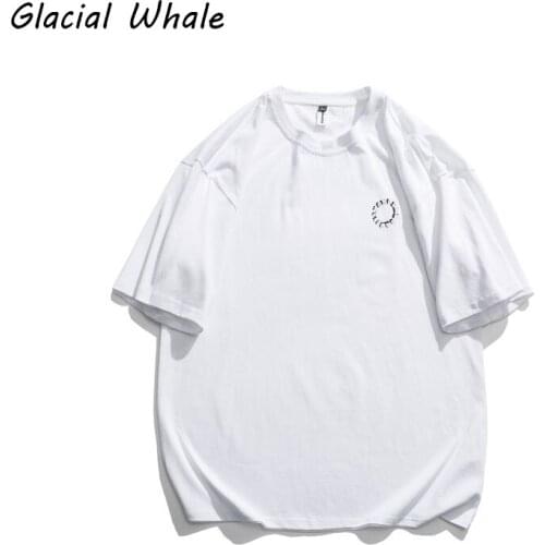 GlacialWhale Mans Oversized T-shirt Men 2021 Summer Top Print T-shirts Harajuku Round neck Tshirt Male White T Shirt For Men